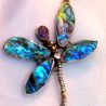 dragonfly buzzing with good luck , sterling silver, 9ct gold, paua shell, opal